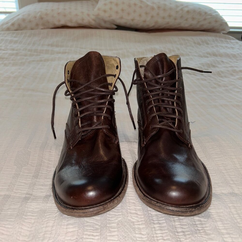 FRYE lace-up dark brown vintage leather boots